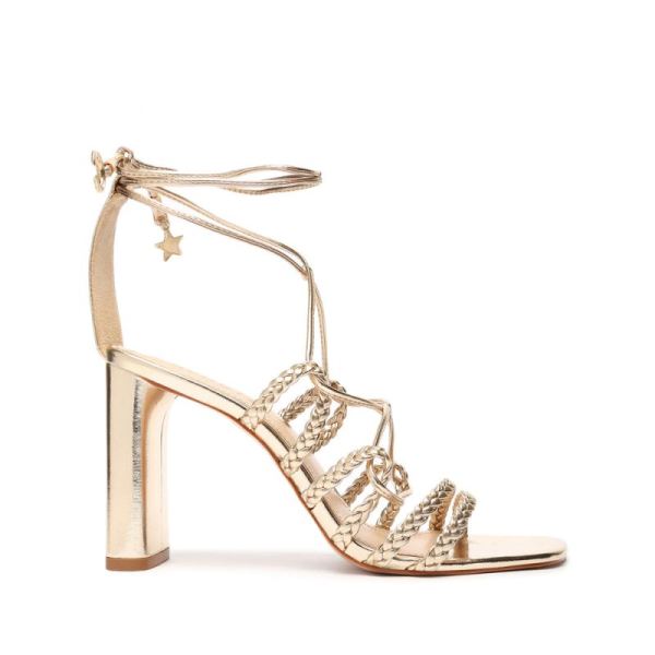 Schutz | Women's Lunah Metallic Nappa Leather Sandal-Gold