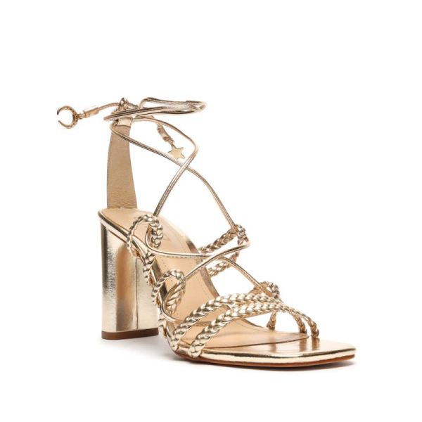 Schutz | Women's Lunah Metallic Nappa Leather Sandal-Gold