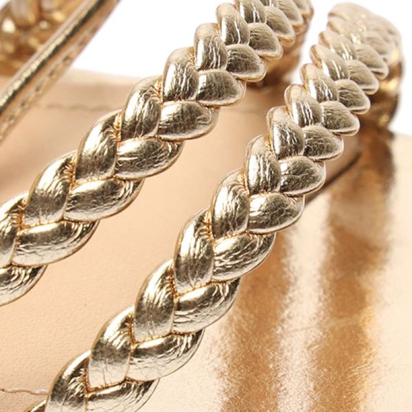 Schutz | Women's Lunah Metallic Nappa Leather Sandal-Gold