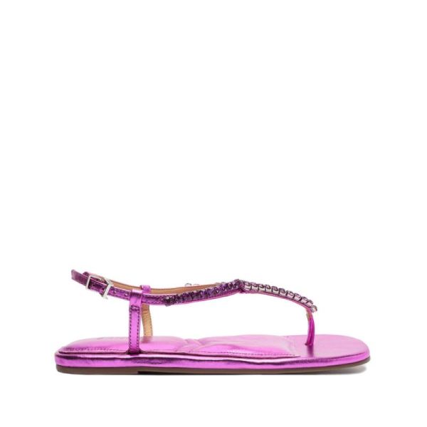 Schutz | Women's Groove Metallic Leather Flat-Bright Violet