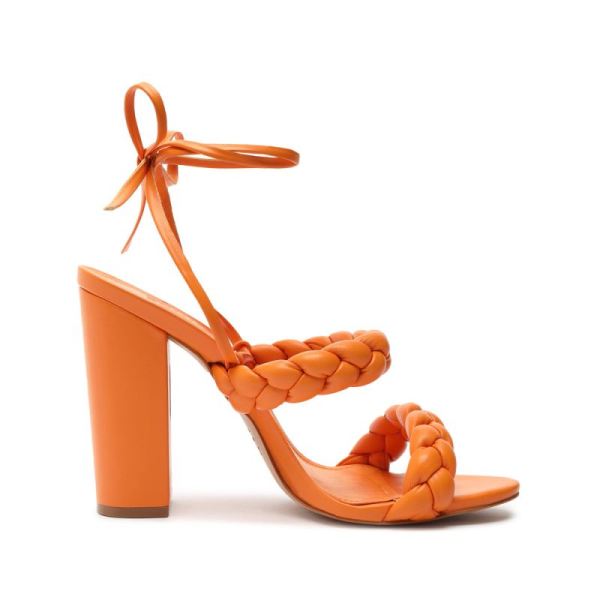 Schutz | Women's Zarda High Block Sandal-Bright Tangerine