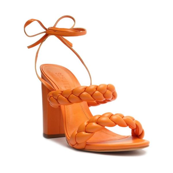 Schutz | Women's Zarda High Block Sandal-Bright Tangerine