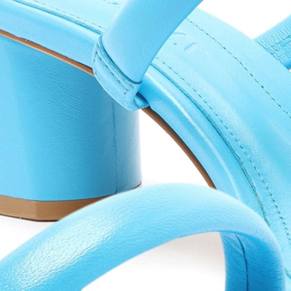 Schutz | Women's Ully Lo Leather Sandal: Minimal Leather Silhouette  -True Blue