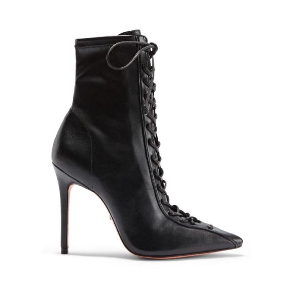 Schutz | Women's Tennie Leather Lace Up Bootie -Black