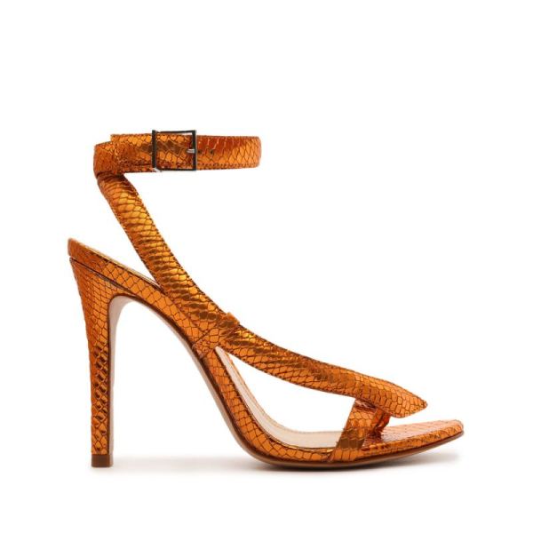 Schutz | Women's Courtney High Metallic Sandal-Orange