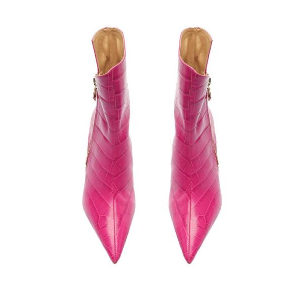 Schutz | Women's Van Crocodile-Embossed Leather Bootie-Very Pink