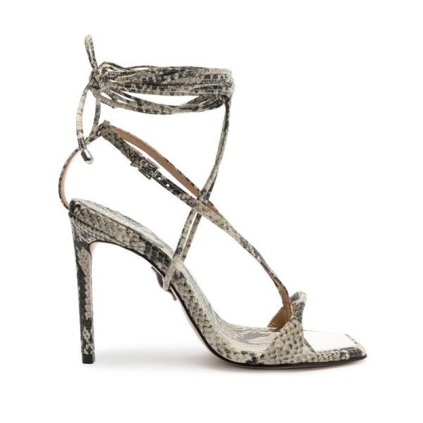 Schutz | Women's Vikki Snake-Embossed Leather Sandal-Natural Snake