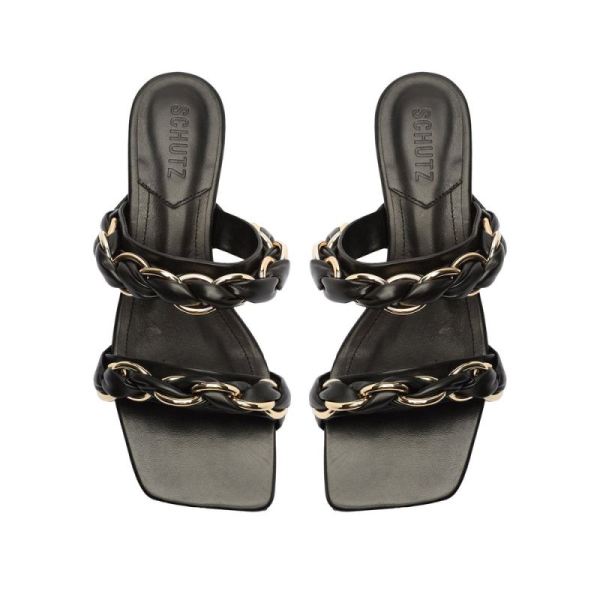 Schutz | Women's Rainah Mid Nappa Leather Sandal-Black