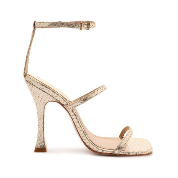 Schutz | Women's Nelli Metallic Snake-Effect Leather Sandal-Gold