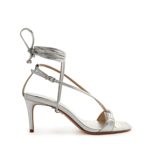 Schutz | Women's Vikki Lo Metallic Leather Sandal-Silver