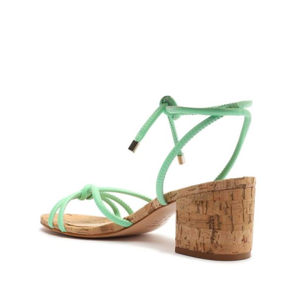 Schutz | Women's Suzy Mid Block Leather Sandal-Deep Mint