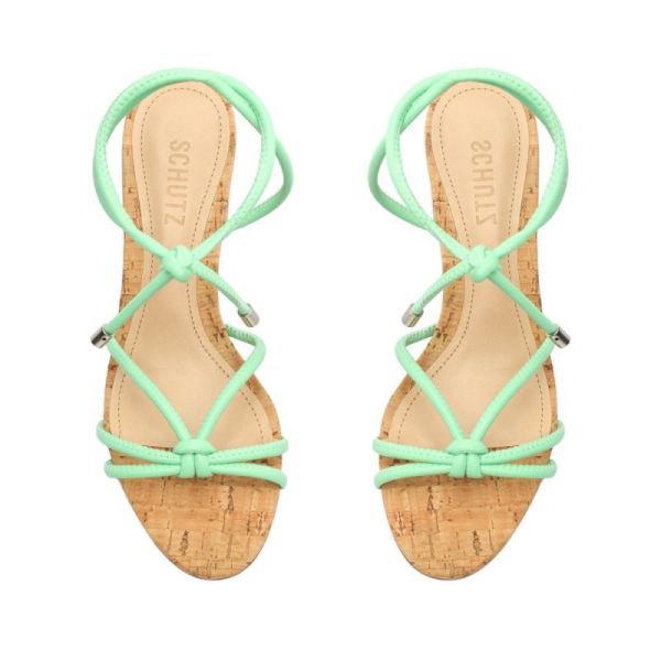 Schutz | Women's Suzy Mid Block Leather Sandal-Deep Mint