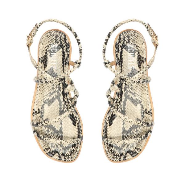 Schutz | Women's Lovi Snake-Embossed Leather Flat-Natural Snake