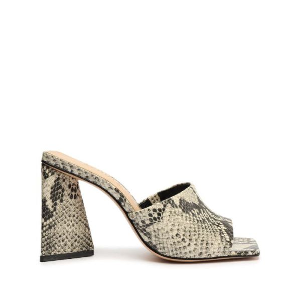 Schutz | Women's Lizah Snake-Embossed Leather Sandal-Natural Snake