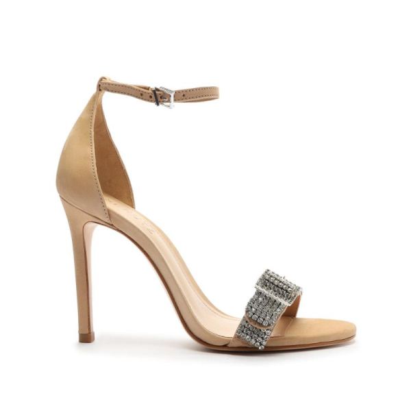 Schutz | Women's Perlah Nubuck&Rhinestones Sandal-Light Nude