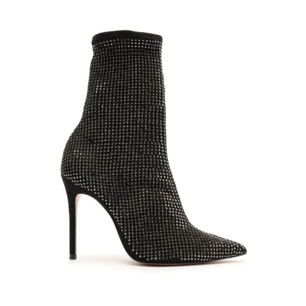 Schutz | Women's Sybil Suede&Rhinestones Bootie-Black