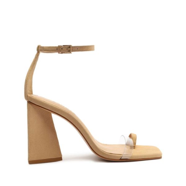 Schutz | Women's Avva Vinyl&Suede Sandal | Day-to-night Silhouette -Honey Beige