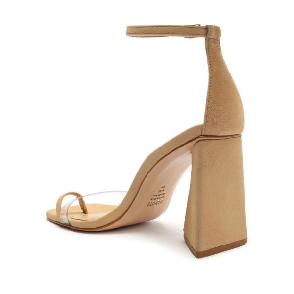 Schutz | Women's Avva Vinyl&Suede Sandal | Day-to-night Silhouette  -Honey Beige