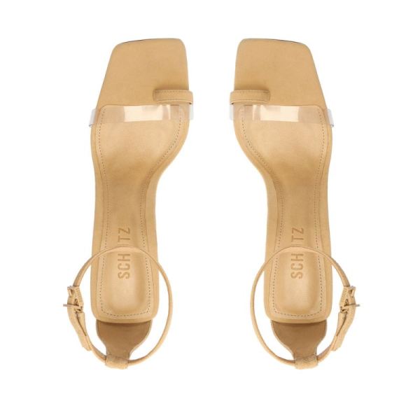 Schutz | Women's Avva Vinyl&Suede Sandal | Day-to-night Silhouette  -Honey Beige