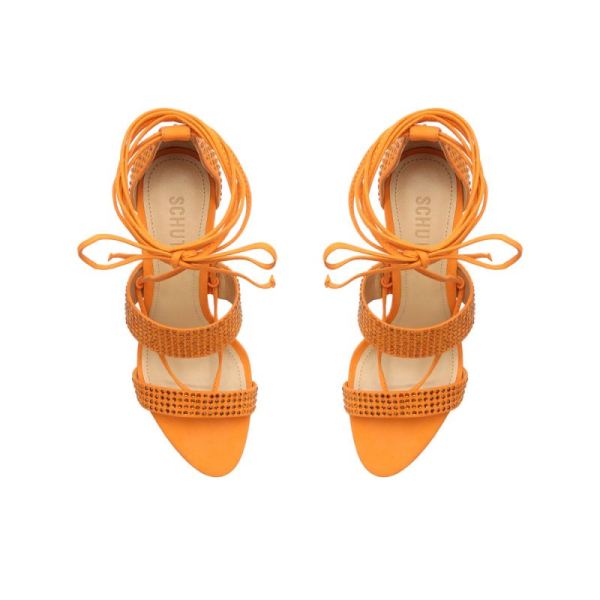 Schutz | Women's Sybil Lace Up Sandal-Bright Tangerine
