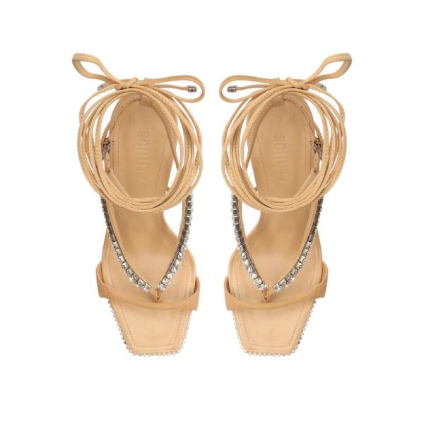 Schutz | Women's Vikki Crystal Nubuck Sandal-Light Nude