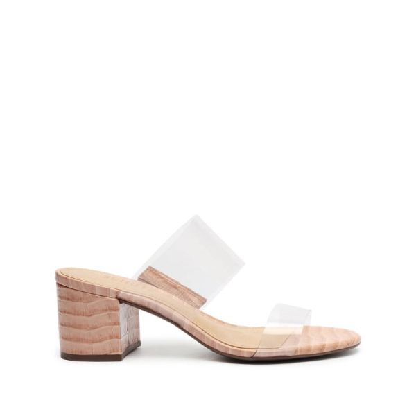 Schutz | Women's Victorie Crocodile-Embossed Leather Sandal-Sweet Rose