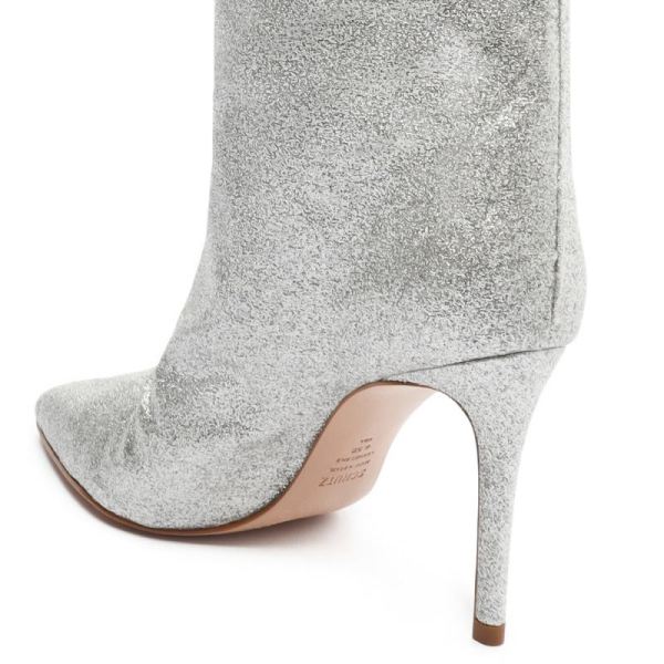 Schutz | Women's Maryana Glow Metallic Nappa Boot-Silver