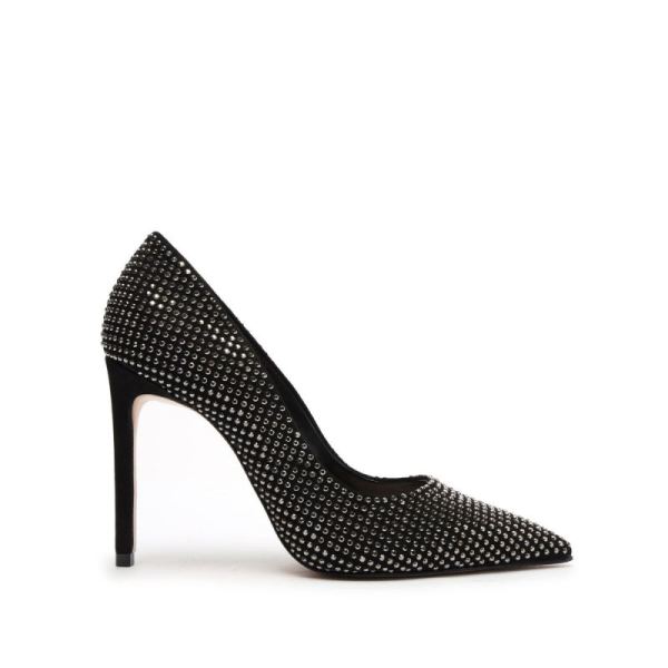 Schutz | Women's Lou Crystal Nubuck&Rhinestones Pump-Black