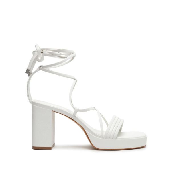 Schutz | Women's Glenna Platform Leather Sandal-White