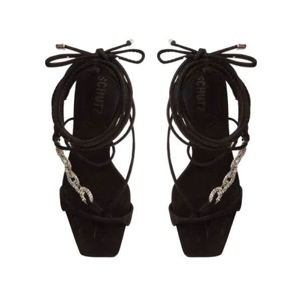 Schutz | Women's Vikki Glam Nubuck Sandal-Black