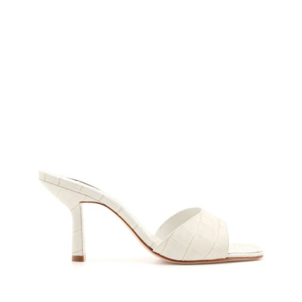 Schutz | Women's Posseni Sandal in Crocodile Effect Leather -Pearl