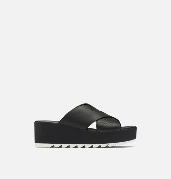 Sorel Shoes Women's Cameron Flatform Mule Wedge Sandal-Black Sea Salt