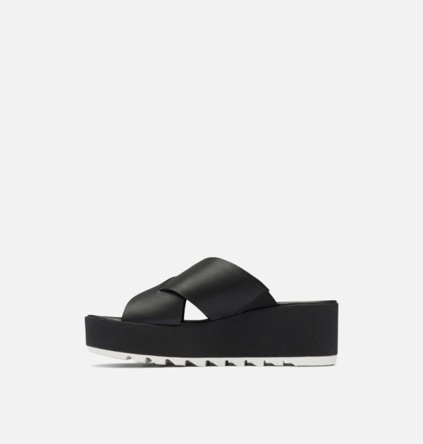 Sorel Shoes Women's Cameron Flatform Mule Wedge Sandal-Black Sea Salt