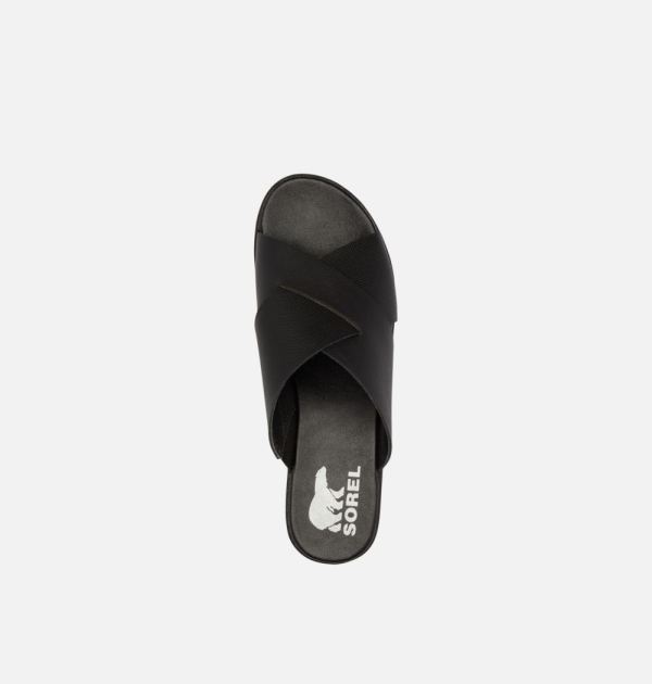 Sorel Shoes Women's Cameron Flatform Mule Wedge Sandal-Black Sea Salt