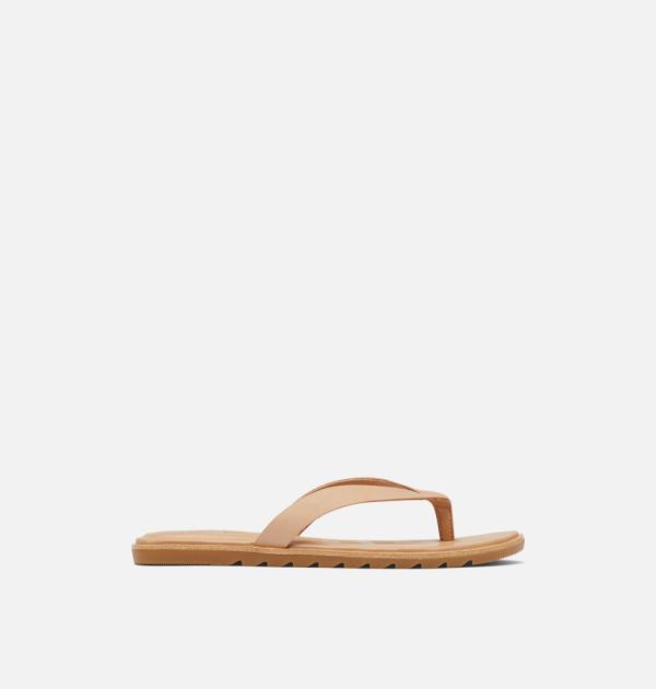 Sorel Shoes Womens Ella II Flip Sandal-Honest Beige Gum