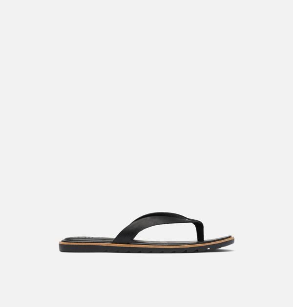Sorel Shoes Womens Ella II Flip Sandal-Black Sea Salt