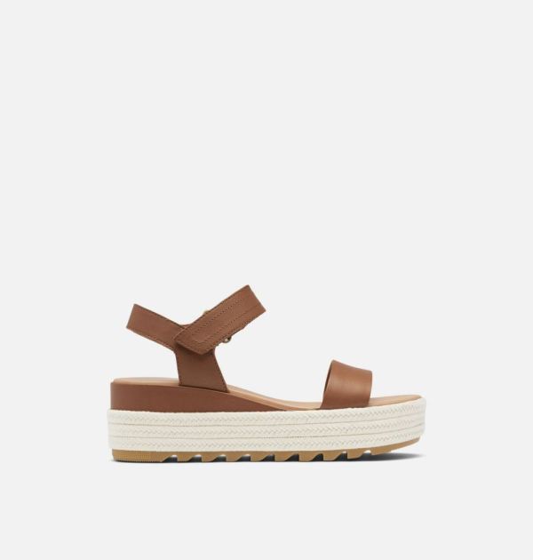 Sorel Shoes Women's Cameron Flatform Wedge Sandal-Velvet Tan Chalk