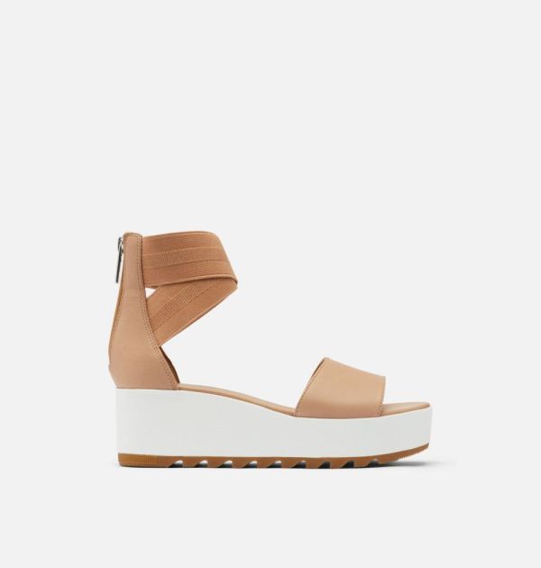 Sorel Shoes Women's Cameron Flatform Ankle Strap Wedge Sandal-Honest Beige