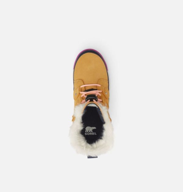 Sorel Shoes Youth Whitney II Joan Lace Boot-Geo Yellow Collegiate Navy