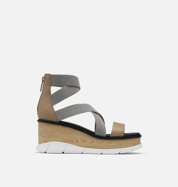 Sorel Shoes Women's Joanie III Sport Strap Wedge Sandal-Omega Taupe White