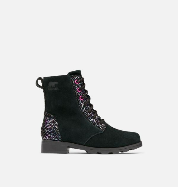 Sorel Shoes Youth Emelie Lace Bootie-Black Bright Lavender