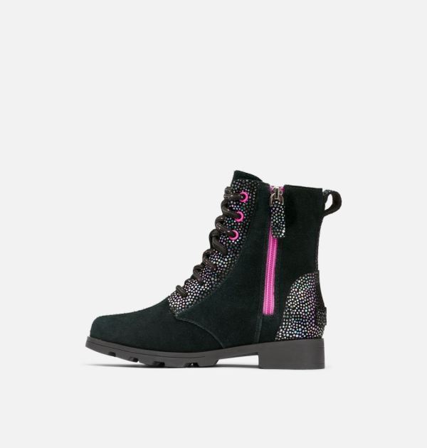 Sorel Shoes Youth Emelie Lace Bootie-Black Bright Lavender