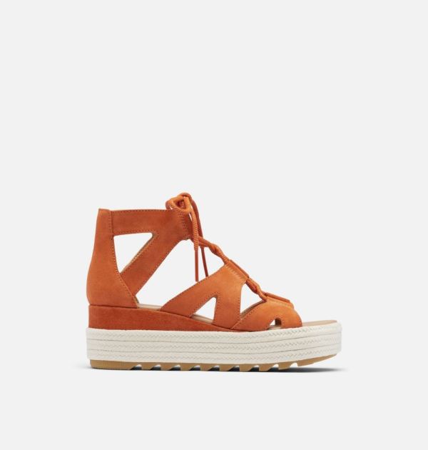 Sorel Shoes Women's Cameron Flatform Lace Wedge Sandal-Desert Sun Gum 17