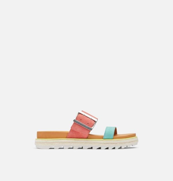 Sorel Shoes Women's Roaming Buckle Slide Sandal-Hot Coral Sea Salt