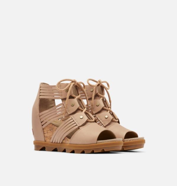 Sorel Shoes Womens Joanie II Lace Huarache Wedge Sandal-Honest Beige