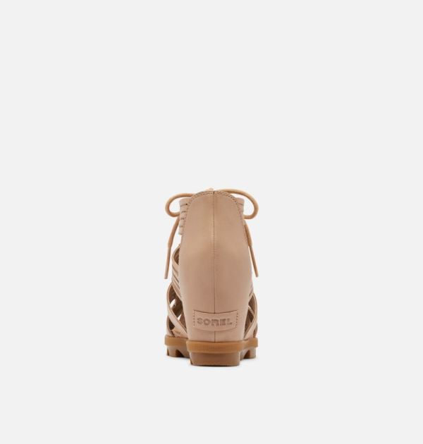 Sorel Shoes Womens Joanie II Lace Huarache Wedge Sandal-Honest Beige