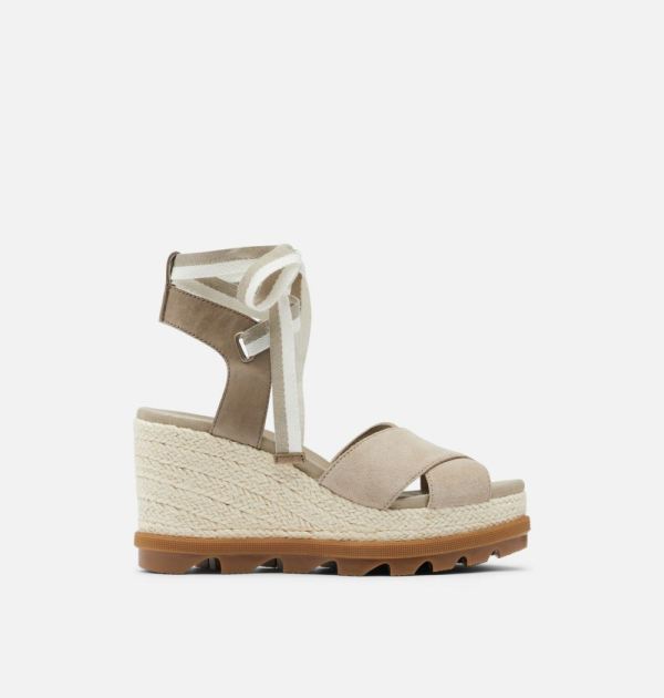 Sorel Shoes Womens Joanie II Hi Ankle Lace Wedge Sandal-Sandy Tan