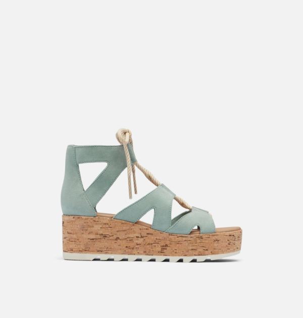 Sorel Shoes Women's Cameron Flatform Lace Wedge Sandal-Crushed Blue Chalk