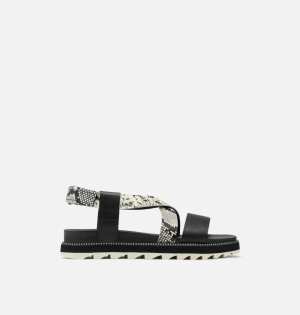 Sorel Shoes Womens Roaming Criss Cross Sandal-Black White