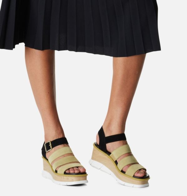 Sorel Shoes Women's Joanie III Ankle Strap Wedge Sandal-Olive Shade White